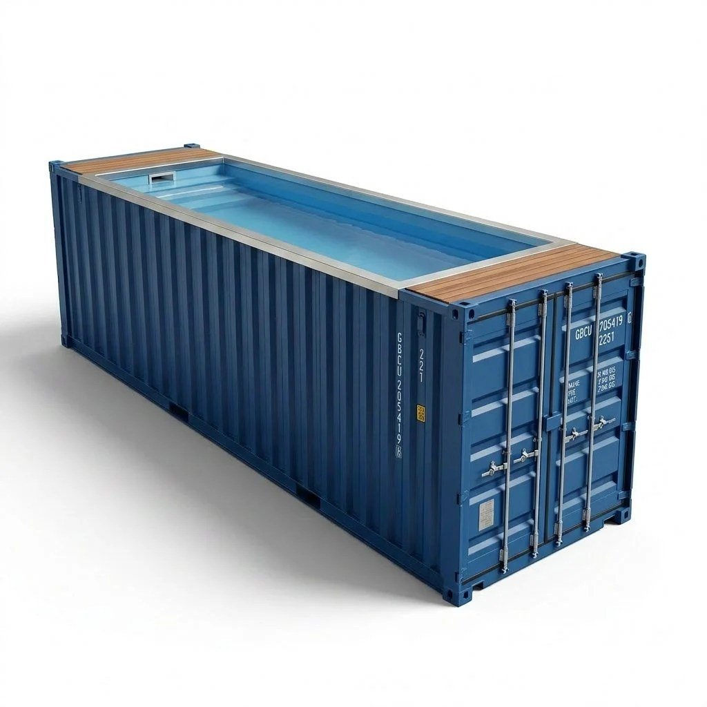 40ft Container Pool – Finished Conversion – Blue