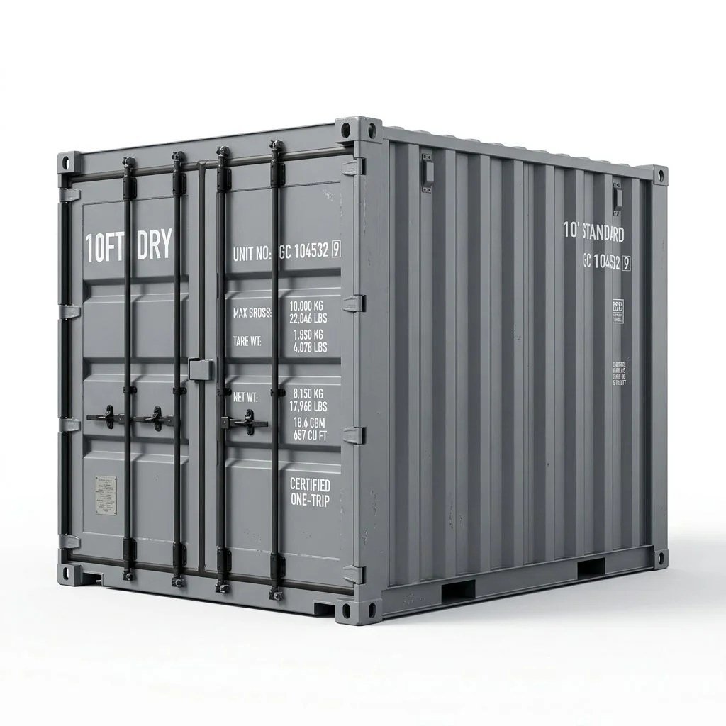 10ft Standard Shipping Container – One-Trip – Gray