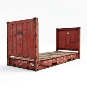 20ft Flat Rack Container – Used – Red