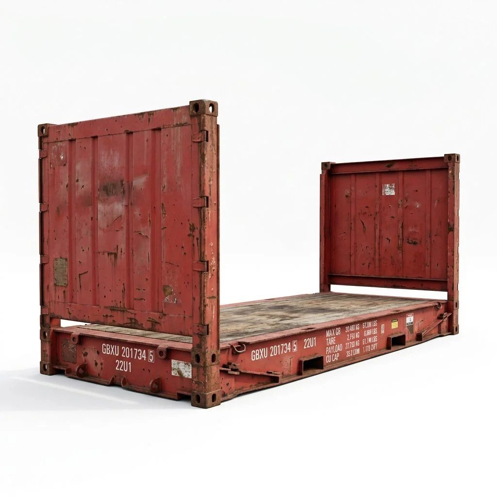 20ft Flat Rack Container – Used – Red