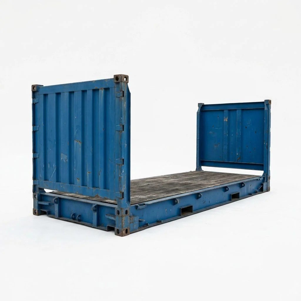 20ft Flat Rack Container – Used – Blue